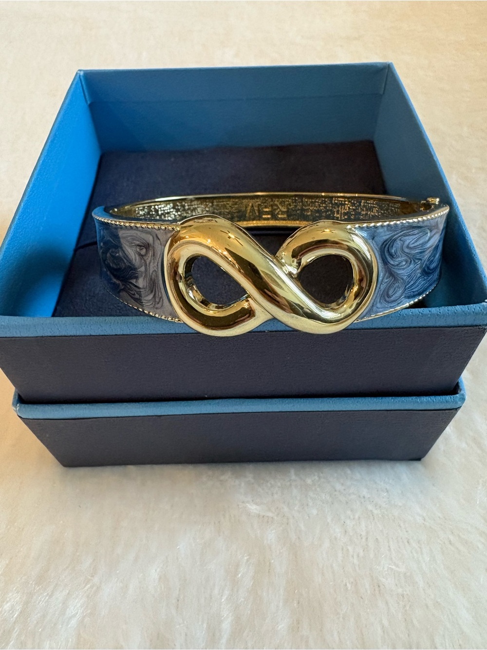 Roberto by RFM Gold Infinity Accent Bracelet - Blue Marble Finish